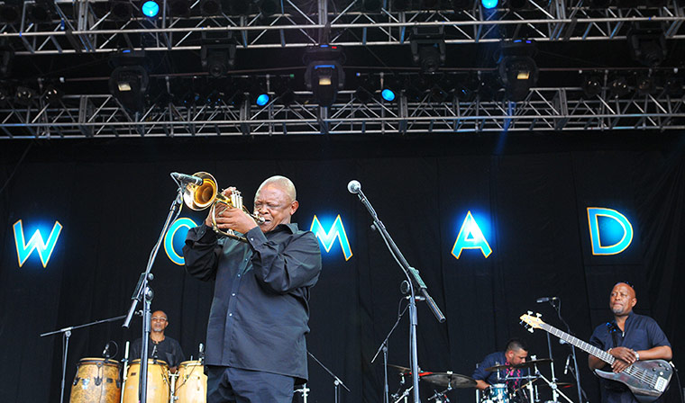 Womad day one: Hugh Masekela on stage