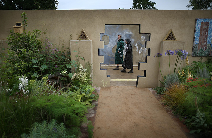 Hampton Court flower show: Visitors walk though the Chris Beardshaw designed Urban Oasis garden