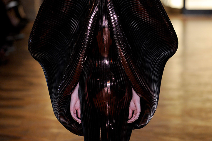 24 hours: Paris, France: A model presents a creation by Iris Van Herpen