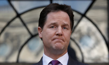 Britain's Deputy Prime Minister Nick Clegg makes a statement outside Admiralty House in London