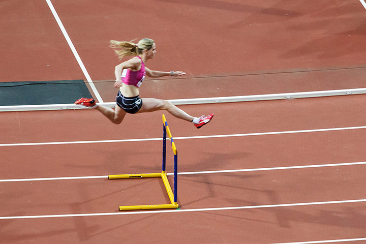 Your Pictures - Winners: Eilidh Child hurdling at the Olympic stadium to win the 400m hurdles