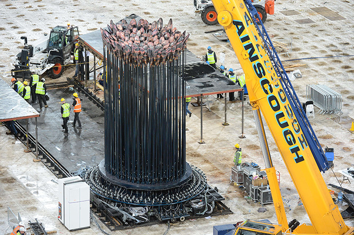 Olympic cauldron: The olympic cauldron is temporarily extinguished