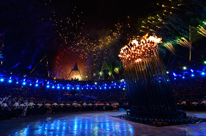 Olympic cauldron: The Olympic Cauldron lit during the Opening Ceremony