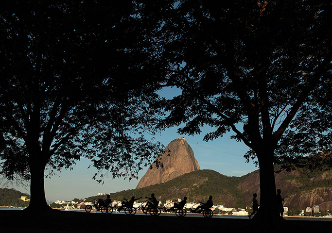 24 hours: Rio de Janeiro, Brazil: People ride a special bicycle for five