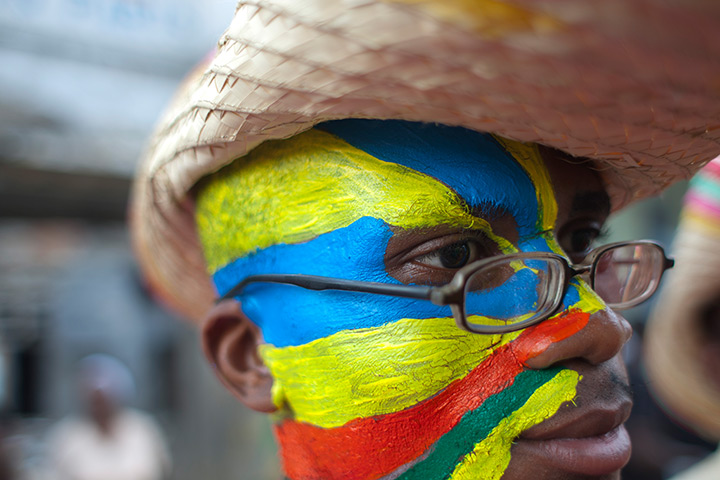 Carnival of flowers: A man parades during carnival of flowers