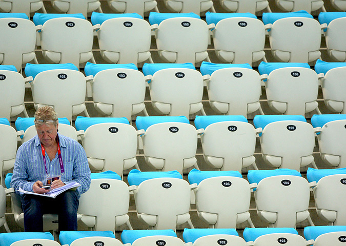 Olympic empty seats : Empty seats at The Swimming heats at The Aquatics Centre