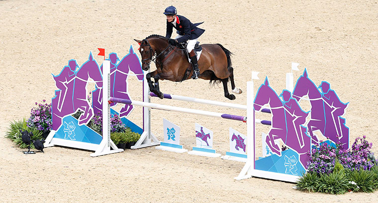 Equestrian jumping: Great Britain's William Fox Pitt during his jumping qualifier run 