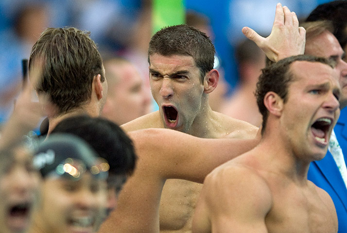 phelps gallery: Michael Phelps of USA celebrates his eighth gold medal