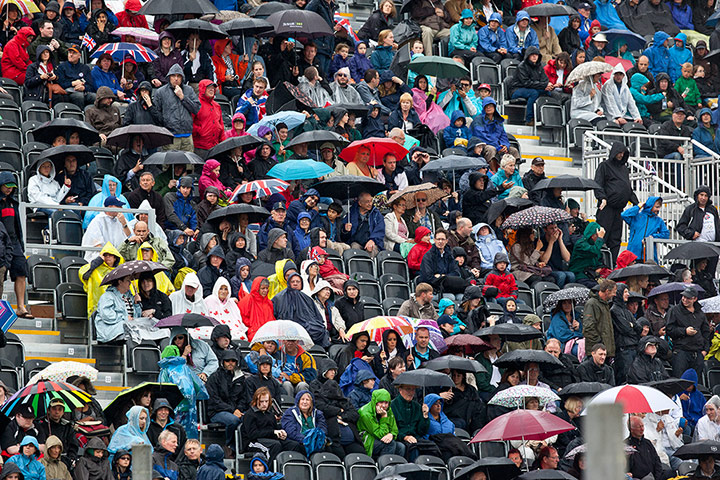 new new canoe: The crowd look as wet as the competitors