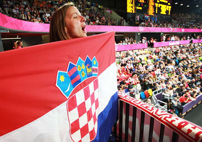 David Levene handball: A Croatian supporter cheers on her team
