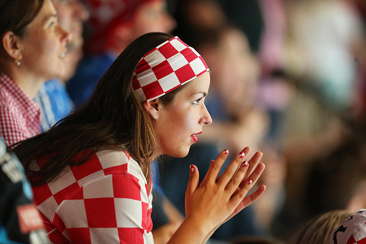 David Levene handball: A Croatian supporter dressed in the colours of the national flag