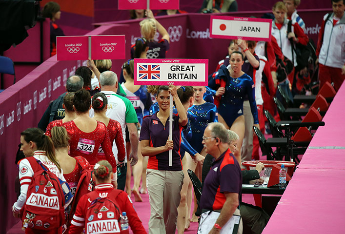 Gymnastics: W Team Final: Team GB arrival