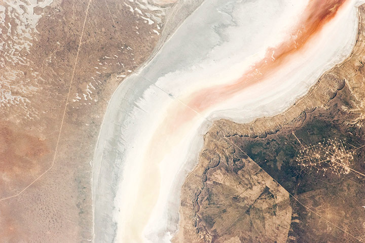 Satellite eye on earth: Sor Kaydak, Caspian Sea, Kazakhstan