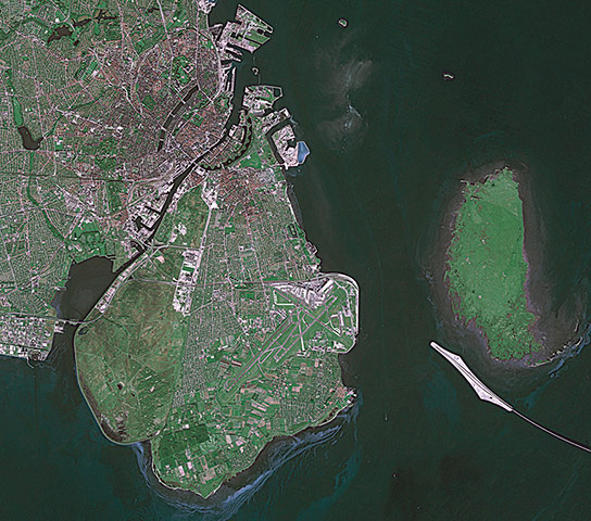 Satellite eye on earth: Copenhagen, the capital of Denmark