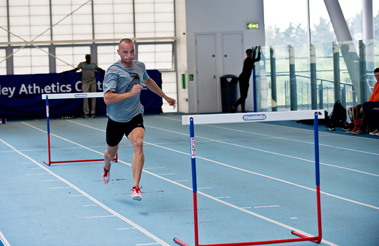 Critics meet Olympians: Olympic 110 metre hurdler Andy Turner trains with his coach 