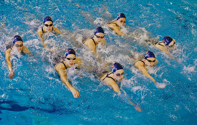 Critics meet Olympians: The British Olympic synchronised swimming team training at their base