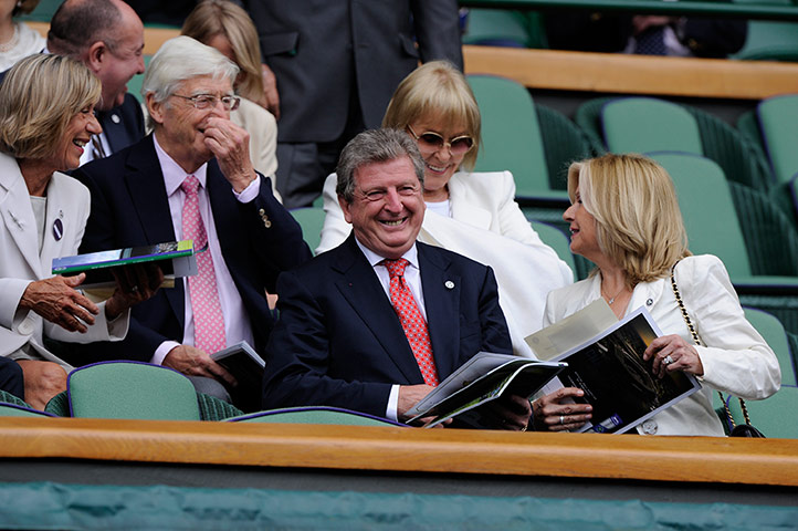 Wimbo Day 9: England manager Roy Hodgson and Michael Parkinson at Wimbledon 2012