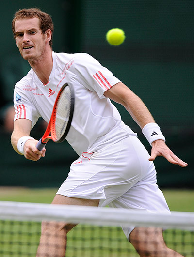 Day 9 Wimbledon: Andy Murray volleys at Wimbledon 2012