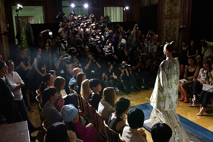 24 hours: Paris, France: A model presents a creation for Valentino