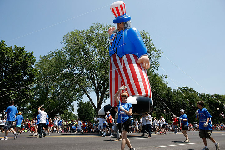 Fourth July 2012: The Uncle Sam balloon floats during the Independence Day
