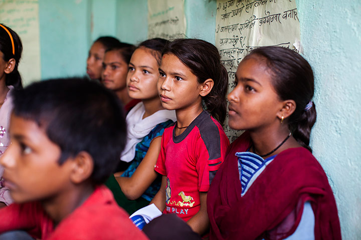 Nepalese children: Children attend a club meeting