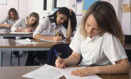 schoolchildren sitting exams