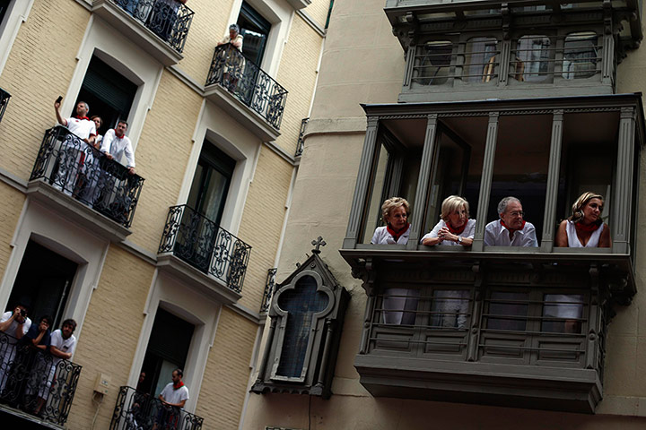 Pamplona: People wait to see the statue of San Fermin