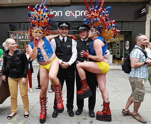 Gay pride: Participants pose with police during the annual Pride London parade 