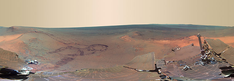 NASA Mars: This full-circle scene combines 817 images taken by the panoramic camera