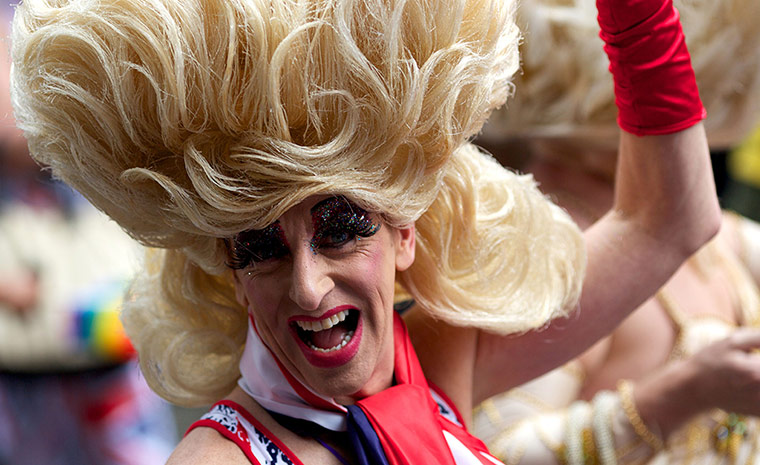 World Pride London: A members of the Gay and Lesbian community parades through London