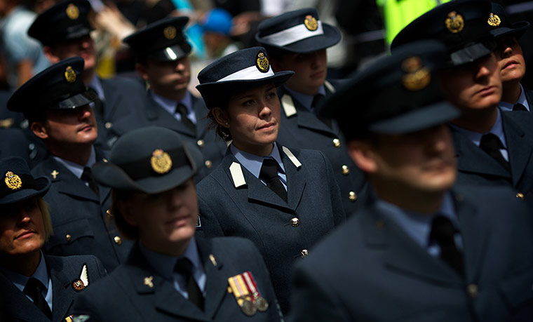 World Pride London: Gay and lesbian members of the British armed forces parade through London