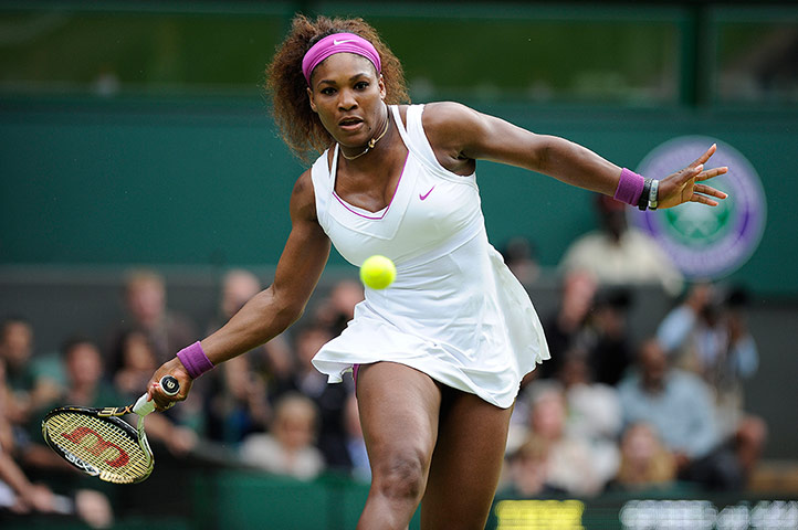 Wimbledon day 12: Serena Williams plays a forehand