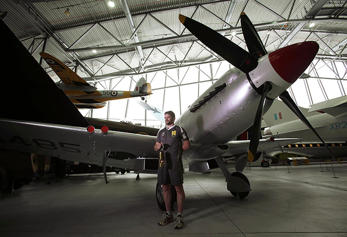 Olympic flame: The Olympic flame in it's protective lantern at Duxford Air Museum