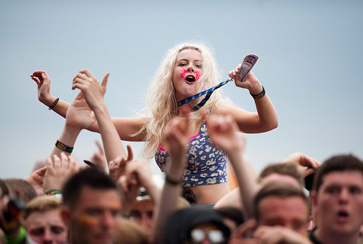 T in the Park: Music fans enjoy the atmosphere at the main stage on Friday