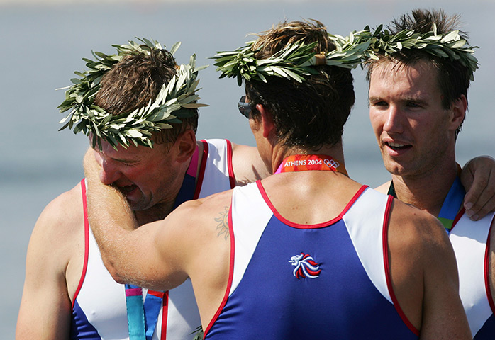 Tearful men: Matthew Pinsent