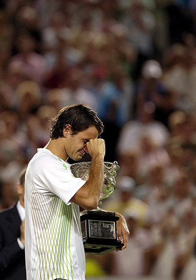 Tearful men: Roger Federer