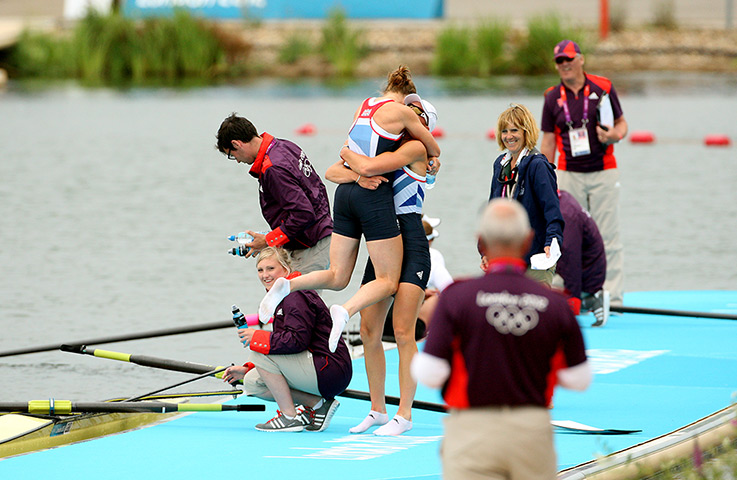 Olympic reactions: Great Britain's Helen Glover and Heather Stanning celebrate winning gold