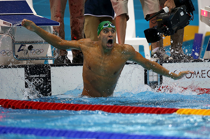 Olympic reactions: Chad le Clos celebrates after winning Men's 200m Butterfly final