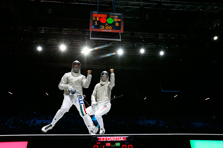 Olympic reactions: Diego Occhiuzzi and Aron Szilagy  men's fencing individual sabre