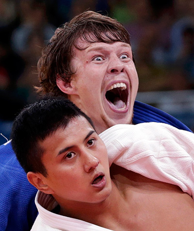 Olympic reactions: Russia's Ivan Nifontov celebrates after defeating Japan's Takahiro Nakai