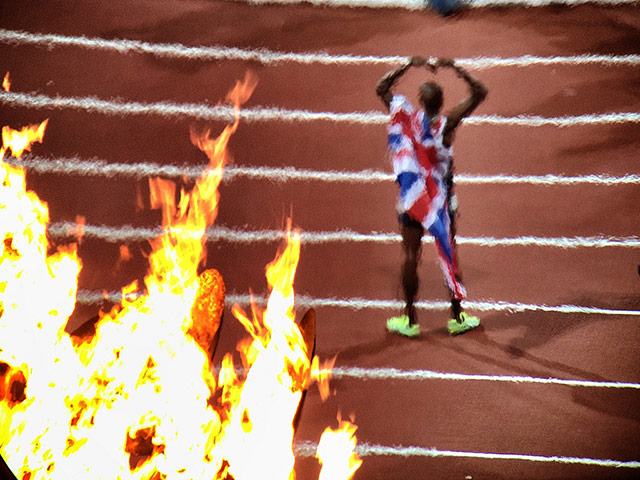 Top Ten: Mo Farah is seen through the heat of the Olympic flames 