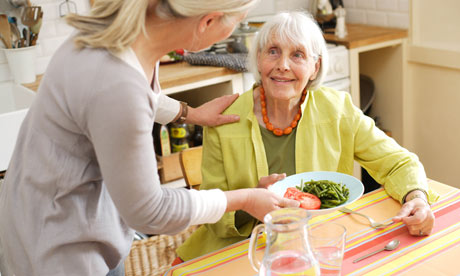older woman eating lunch