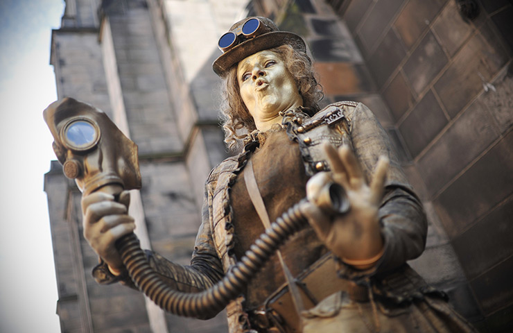 24 hours in pictures: Steampunk Lady performs during the Edinburgh Festival Fringe