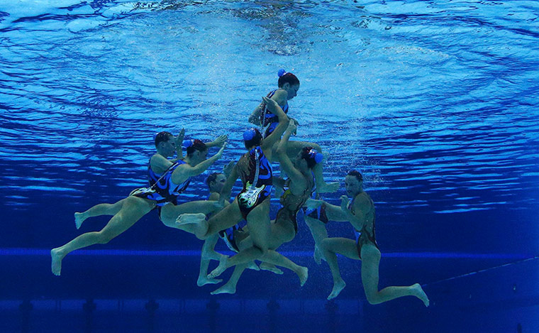 London 2012 Olympics: synchronised swimming team final in pictures.