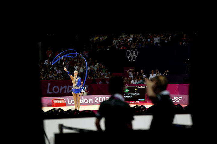 floor gymnastics: Ukraine's Ganna Rizatdinova in action