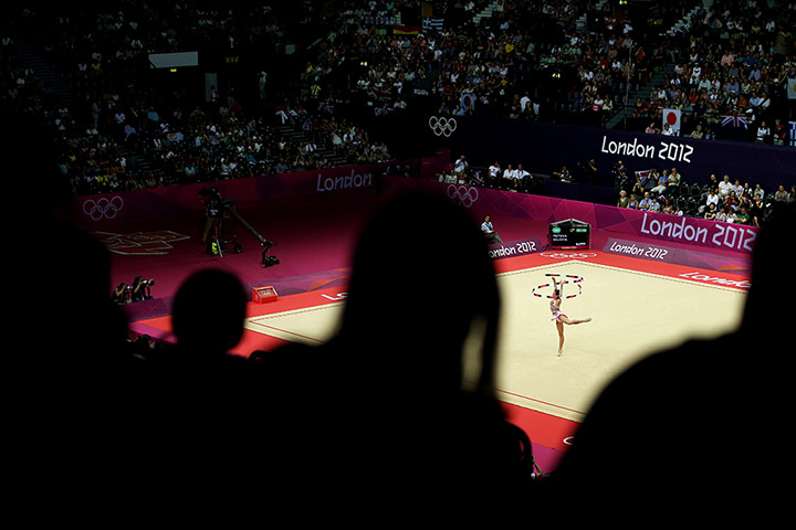 floor gymnastics: The view from the top of the hall