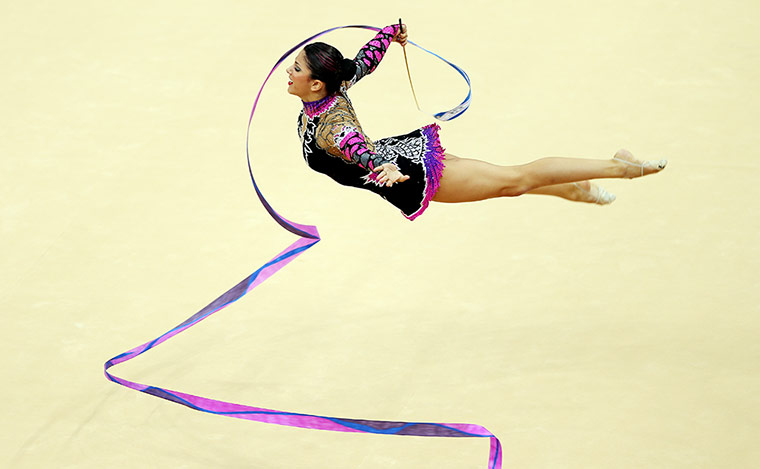 floor gymnastics: Spain's Carolina Rodriguez flies through the air 