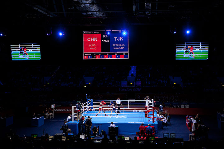 Boxing: A general view of the boxing ring at the Excel centre