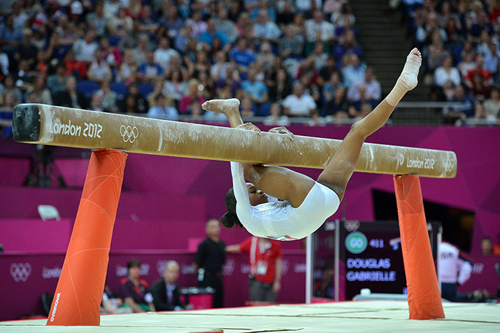 blunders gallery: US Gabrielle Douglas falls off the beam