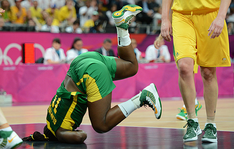 sporty: Brazilian centre Clarissa Santos falls d